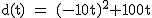 2$\rm~d(t)~=~(-10t)^2+100t